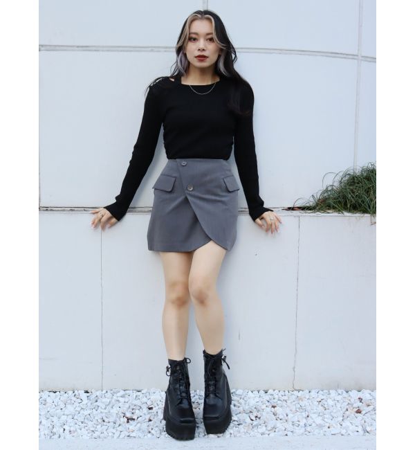 EVRIS「サイドギャザーリブトップス」|Tシャツ・カットソー|