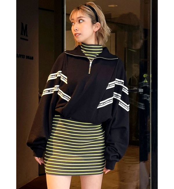 GYDA「2LINE LOGOテープハーフZIP TOPS」|Tシャツ・カットソー|