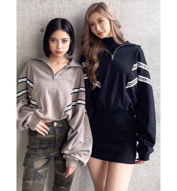 GYDA「2LINE LOGOテープハーフZIP TOPS」|Tシャツ・カットソー|