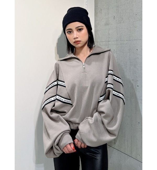 GYDA「2LINE LOGOテープハーフZIP TOPS」|Tシャツ・カットソー|