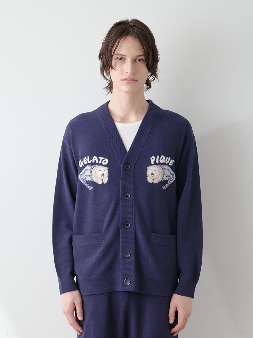 GELATO PIQUE HOMME「【HOMME】sleeping cat ジャガードカーディガン」|カーディガン|