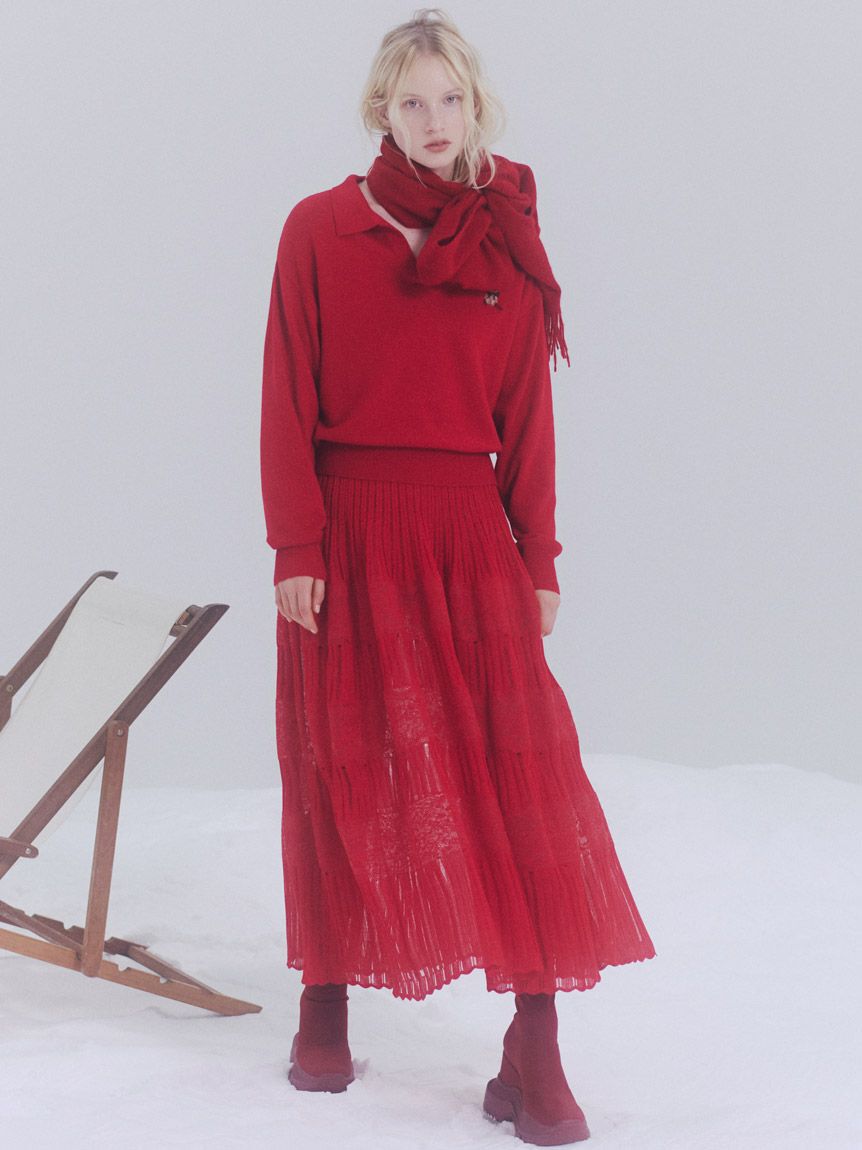 SNIDEL「レースクロシェロングドレス」|ワンピース|