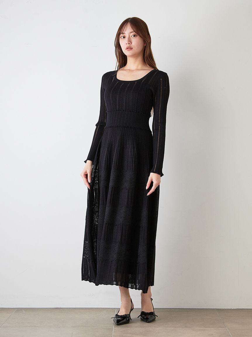 SNIDEL「レースクロシェロングドレス」|ワンピース|