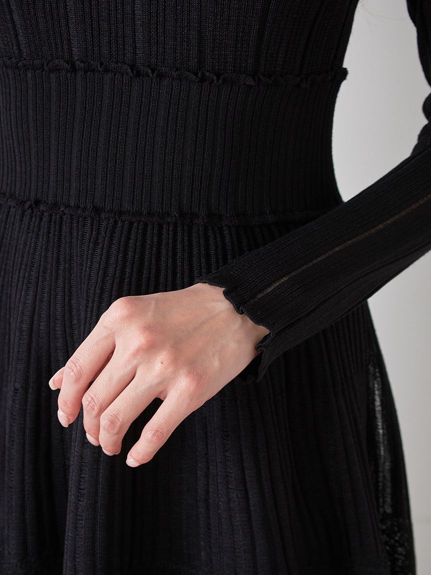 SNIDEL「レースクロシェロングドレス」|ワンピース|