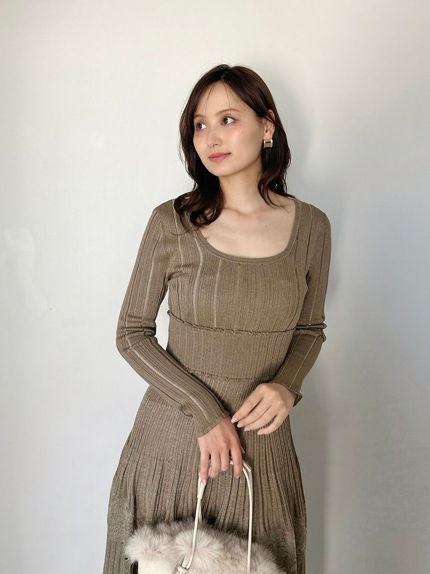 SNIDEL「レースクロシェロングドレス」|ワンピース|