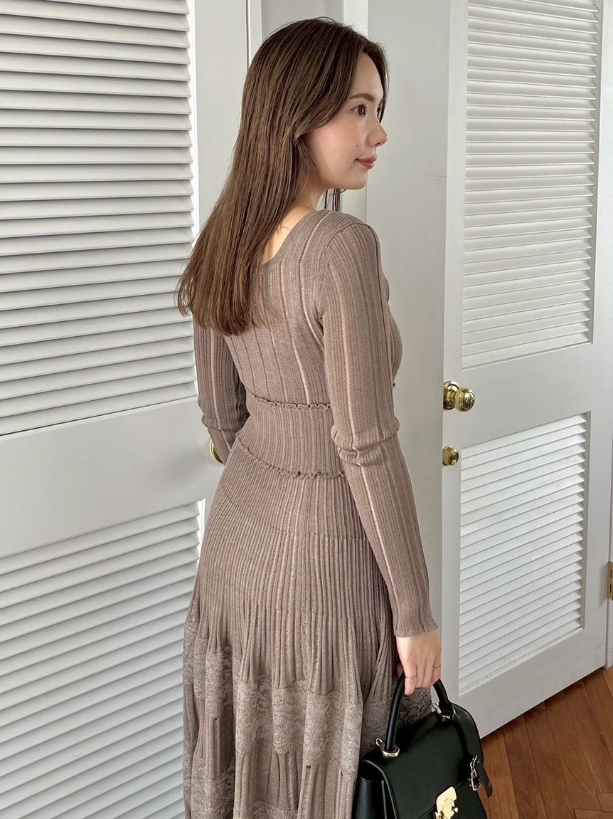 SNIDEL「レースクロシェロングドレス」|ワンピース|