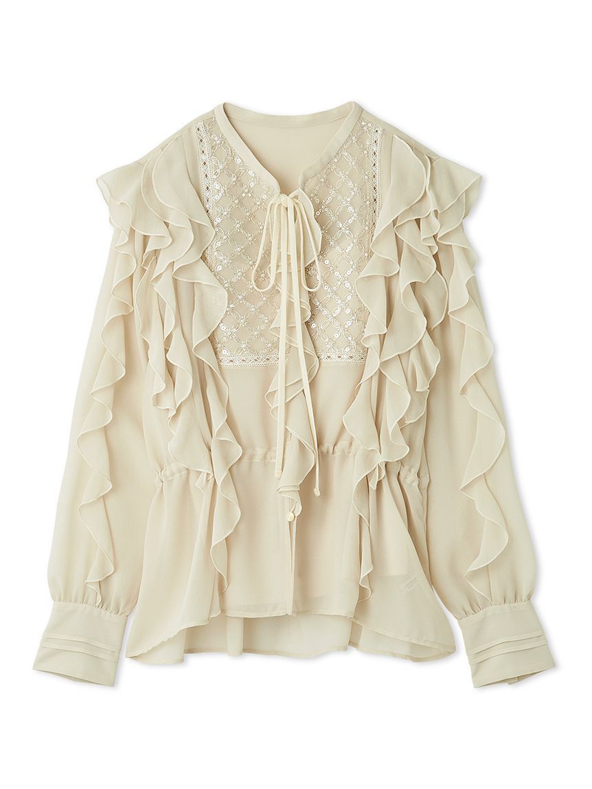 LILY BROWN「[L.B CANDY STOCK]ビジューフリルブラウス」|シャツ・ブラウス|