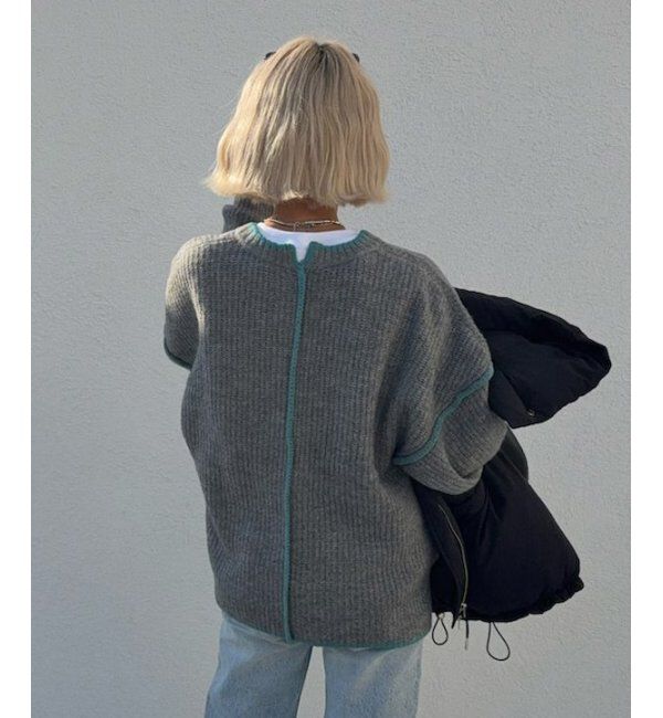 Lbc with Life「ステッチ配色畦ラインニットプルオーバー」|カーディガン|