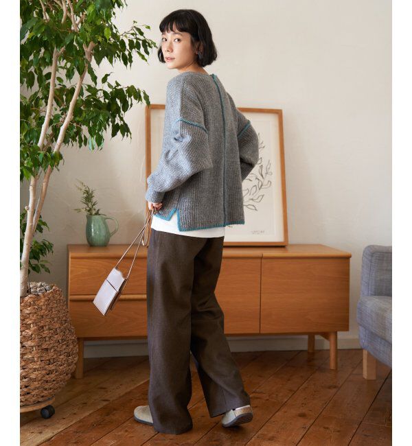 Lbc with Life「ステッチ配色畦ラインニットプルオーバー」|カーディガン|