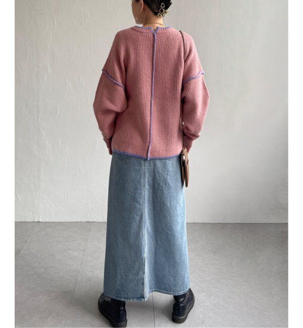 Lbc with Life「ステッチ配色畦ラインニットプルオーバー」|カーディガン|