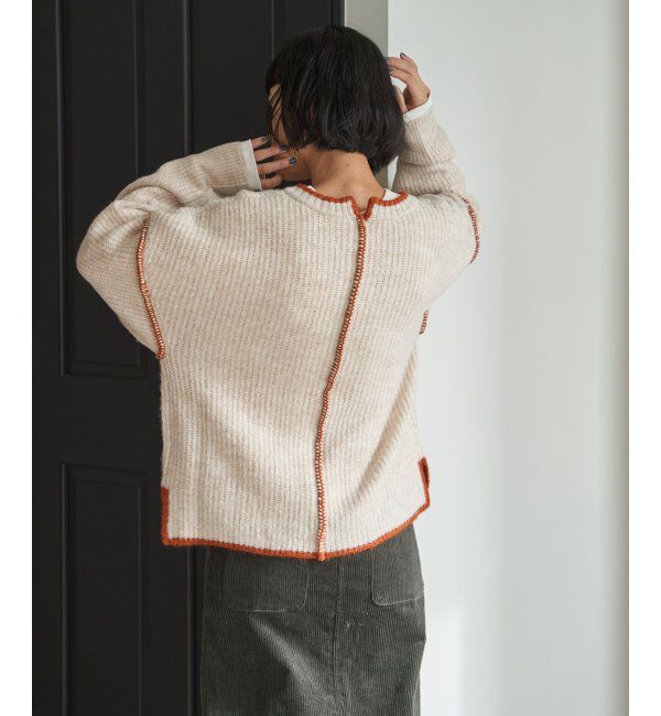 Lbc with Life「ステッチ配色畦ラインニットプルオーバー」|カーディガン|