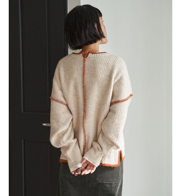 Lbc with Life「ステッチ配色畦ラインニットプルオーバー」|カーディガン|