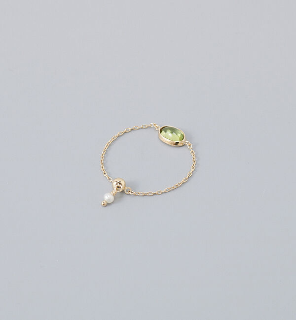 JUPITER「【K10】天然石チェーンリング/ペリドット　17号サイズまで調整可」|リング|
