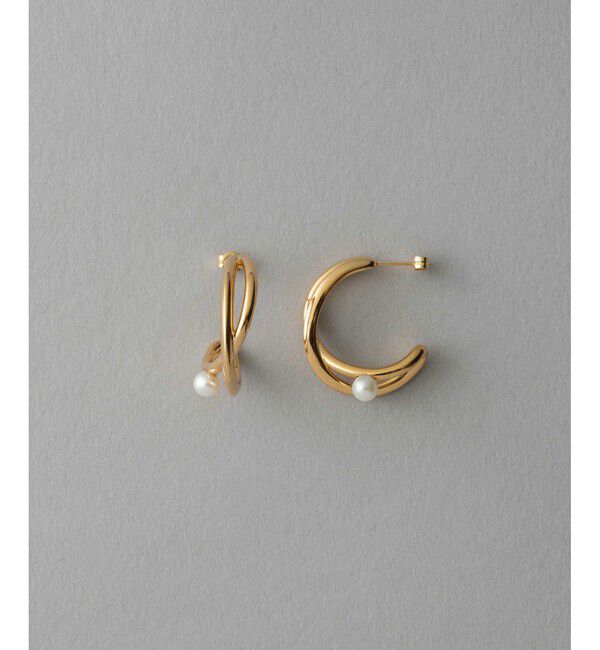 ete「パール ワンストローク ピアス」|ピアス|イエローゴールド