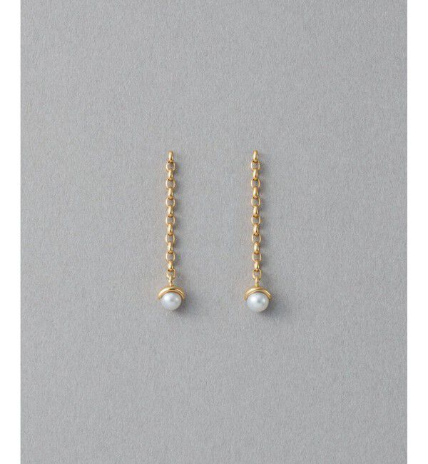 ete「[レイヤード] パール チェーン ピアス」|ピアス|イエローゴールド