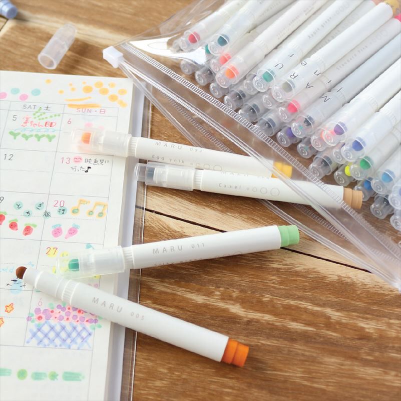 BACKYARD FAMILY「蛍光ペン 36種セット 太さ 調節 通販 ポーチ付き マルライナー 書き出しスムーズ ぷにぷに」|その他|