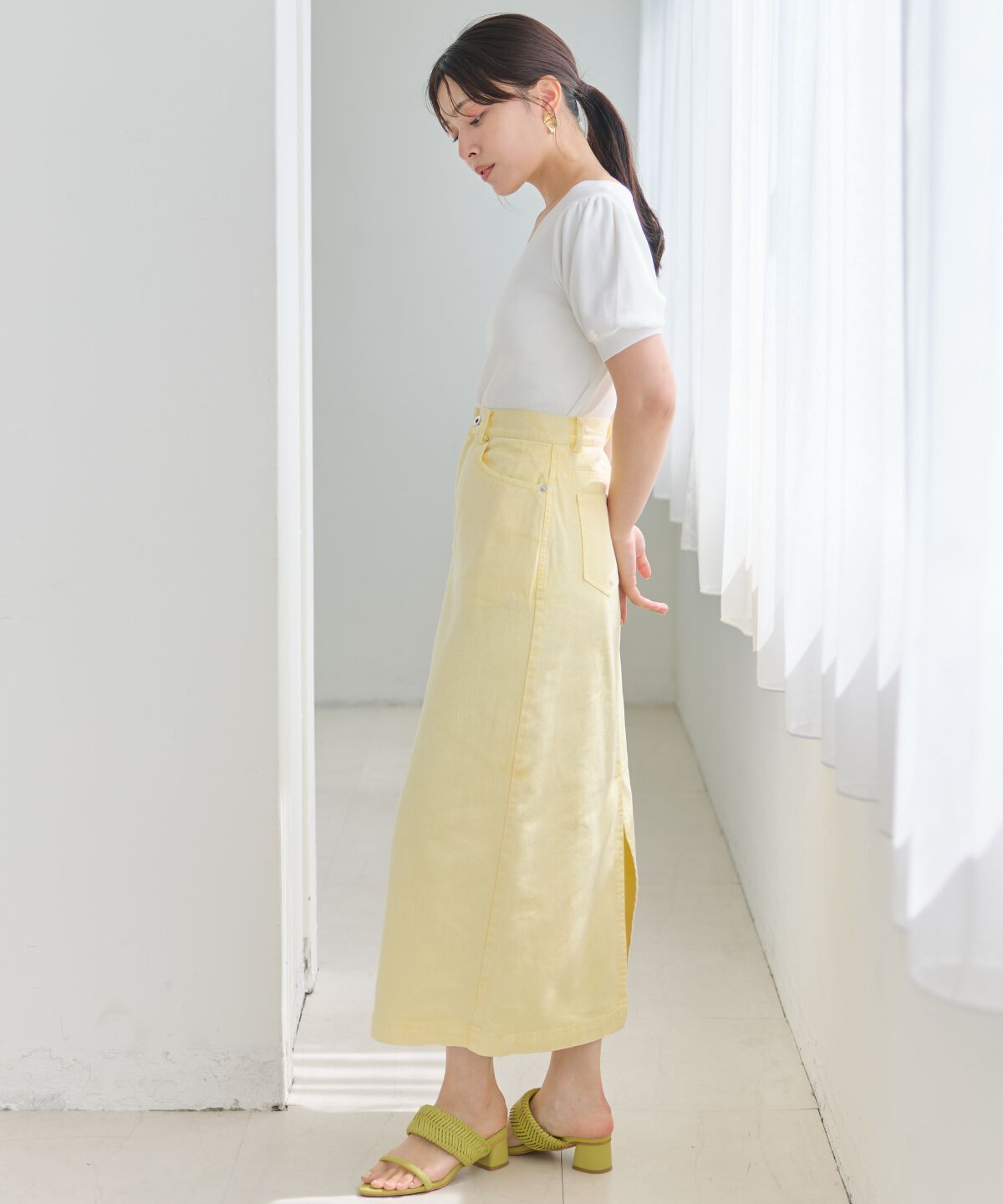 アンドクチュール「ウォッシュドカラーデニムスカート」|スカート|