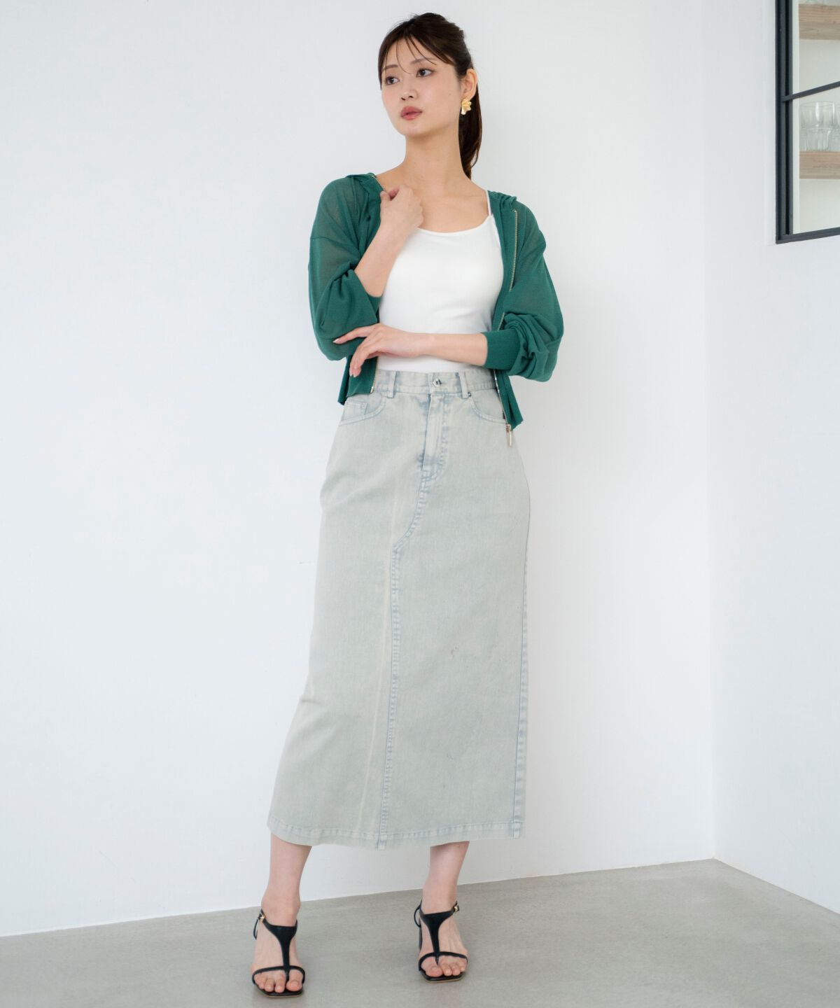 アンドクチュール「ウォッシュドカラーデニムスカート」|スカート|