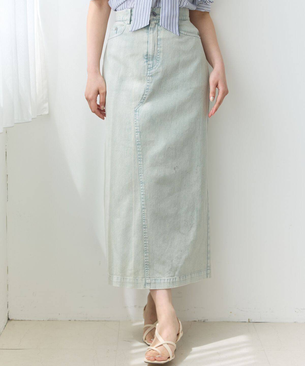 アンドクチュール「ウォッシュドカラーデニムスカート」|スカート|