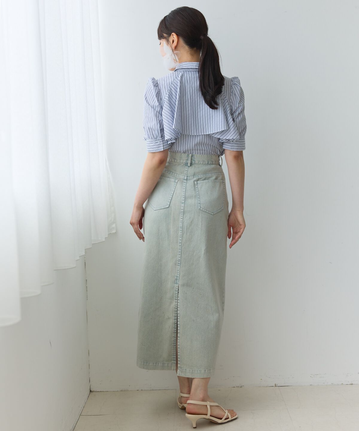 アンドクチュール「ウォッシュドカラーデニムスカート」|スカート|