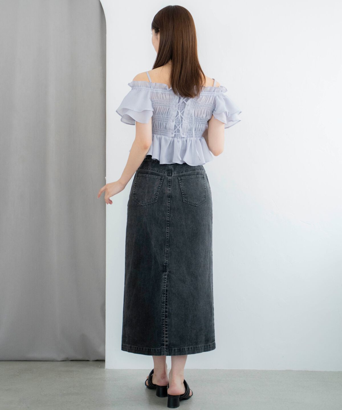 アンドクチュール「ウォッシュドカラーデニムスカート」|スカート|