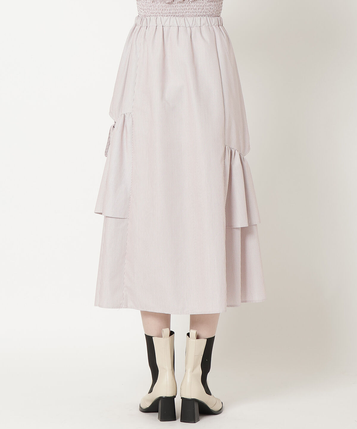REDYAZEL「ストライプレッグ開きスカート」|フレア|