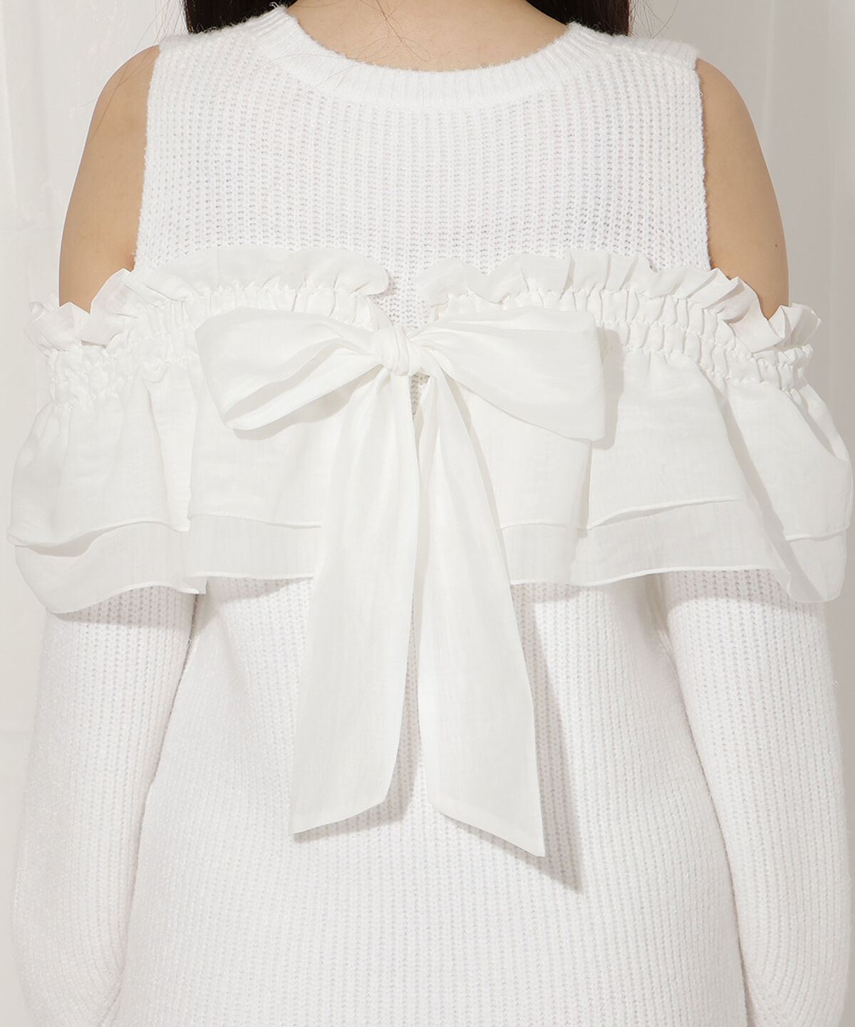 WILLSELECTION「バックリボンオフショルニットワンピース」|ワンピース|