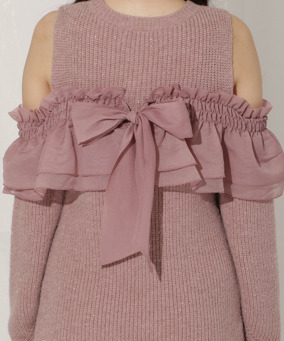 WILLSELECTION「バックリボンオフショルニットワンピース」|ワンピース|