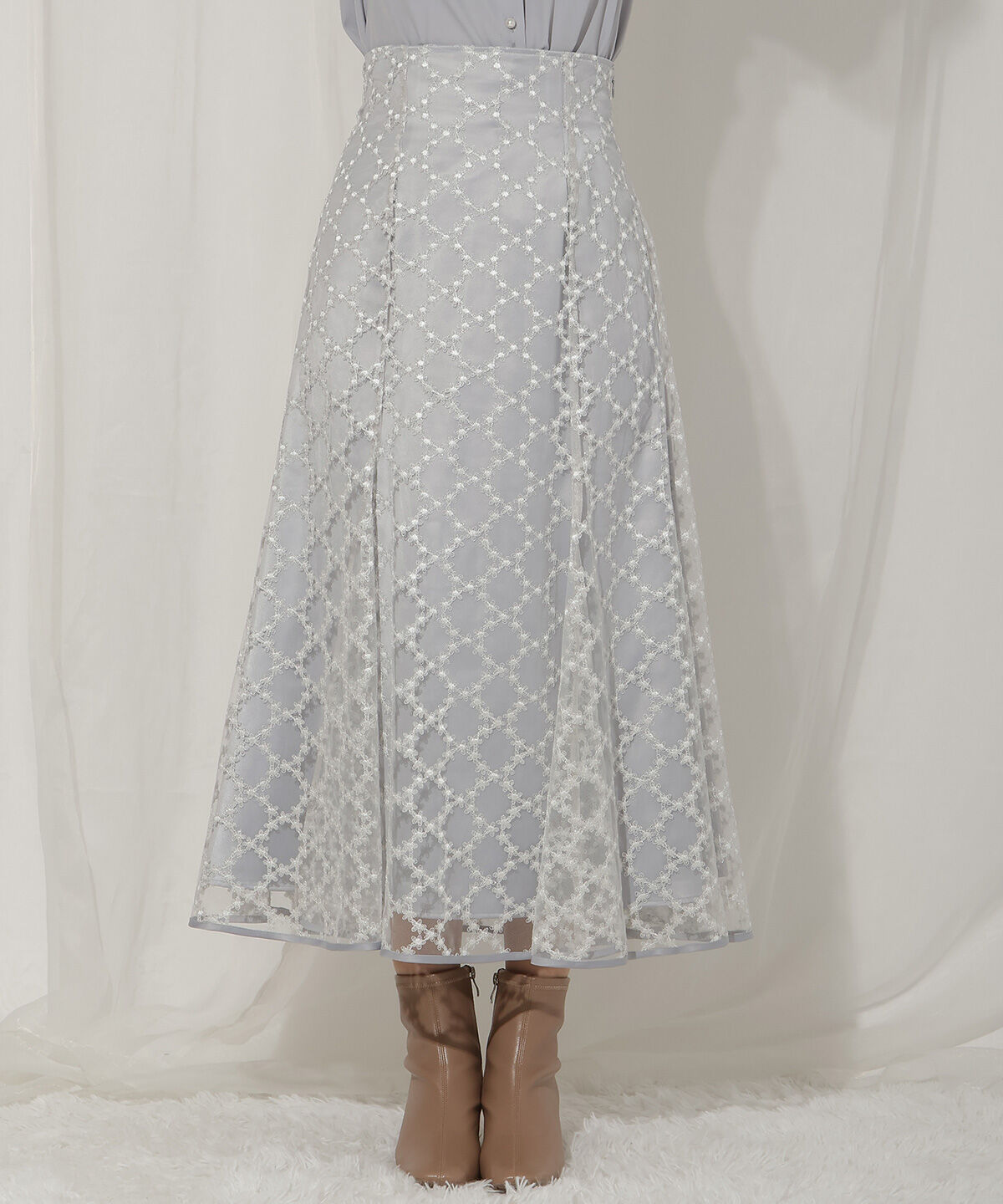 WILLSELECTION「エンブロイダリーチュールソフトマーメイドスカート」|フレア|