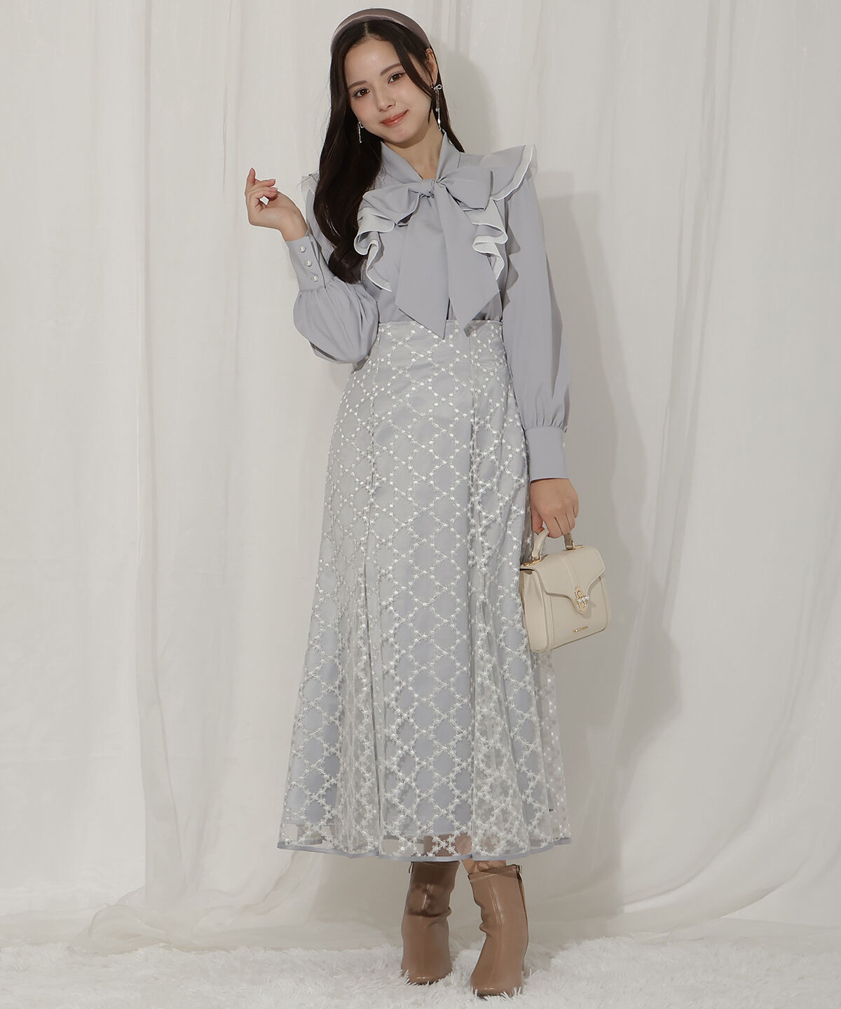 WILLSELECTION「エンブロイダリーチュールソフトマーメイドスカート」|フレア|