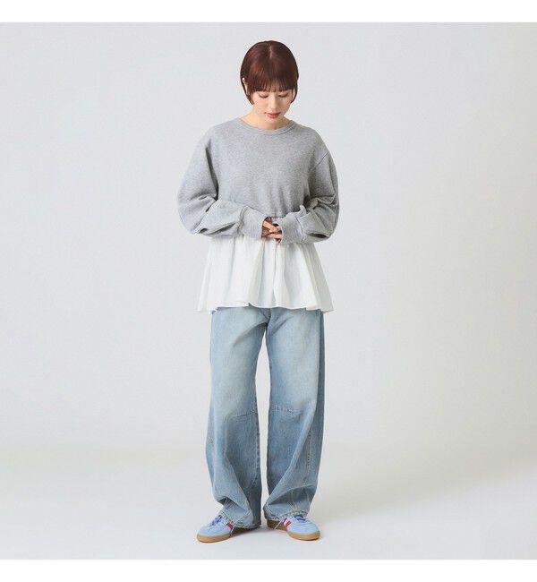 Ray BEAMS 「ギャザー キリカエ スウェット クルーネック トップス」|スウェット・ジャージ|