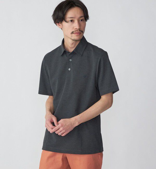 SHIPS「【WEB限定】SHIPS: 吸水速乾・UVケア Drymix（R）ワンポイントロゴ レギュラーカラー ポロシャツ」|ポロシャツ|ダークグレー