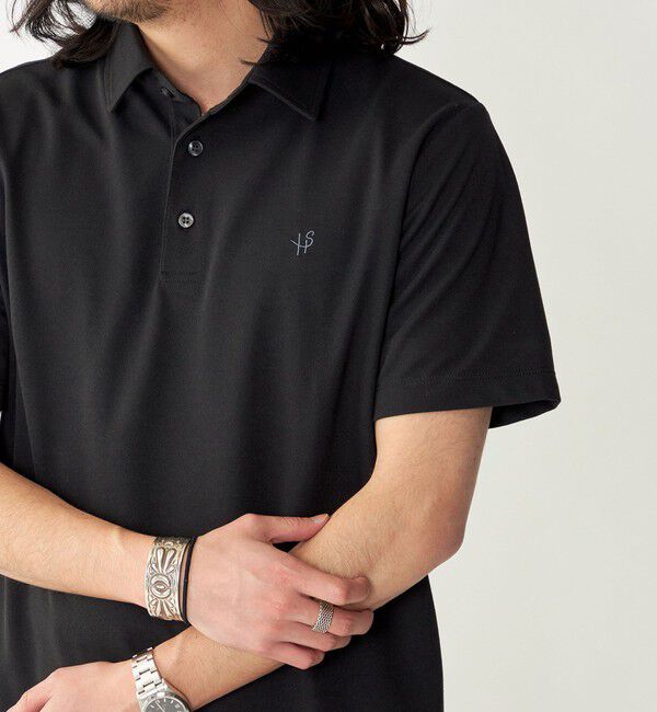SHIPS「【WEB限定】SHIPS: 吸水速乾・UVケア Drymix（R）ワンポイントロゴ レギュラーカラー ポロシャツ」|ポロシャツ|ブラック