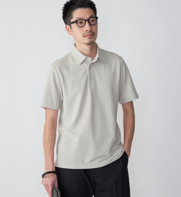 SHIPS「【WEB限定】SHIPS: 吸水速乾・UVケア Drymix（R）ワンポイントロゴ レギュラーカラー ポロシャツ」|ポロシャツ|ベージュ