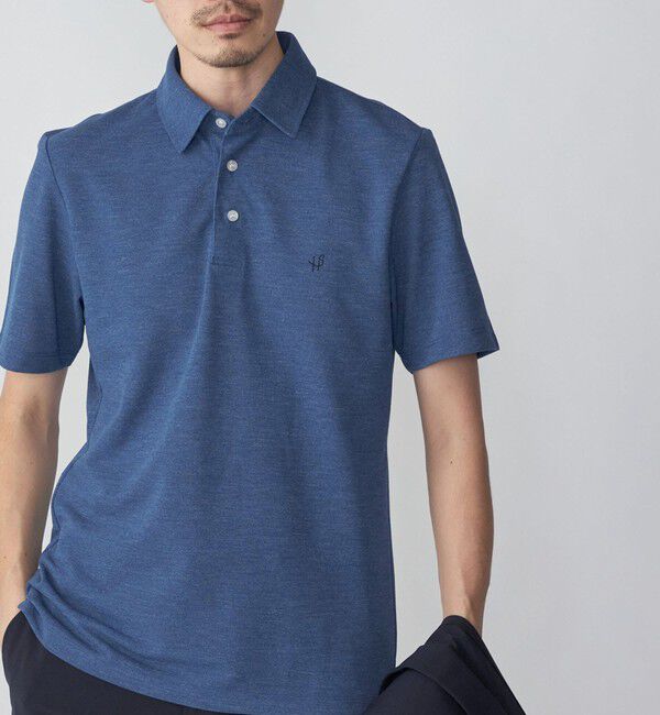 SHIPS「【WEB限定】SHIPS: 吸水速乾・UVケア Drymix（R）ワンポイントロゴ レギュラーカラー ポロシャツ」|ポロシャツ|ブルー