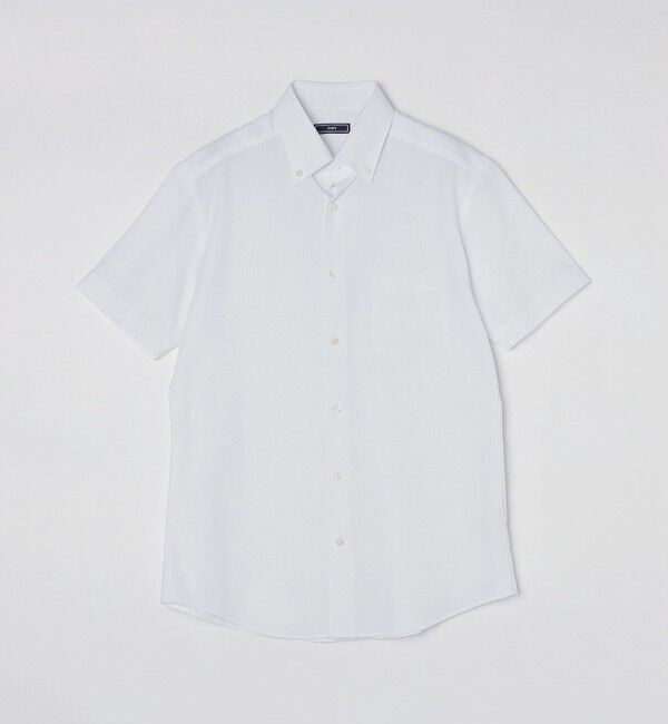 SHIPS「SHIPS: カラミ織り ボタンダウン 無地 半袖 シャツ」|シャツ・ブラウス|