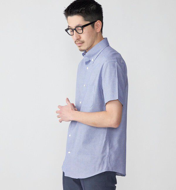 SHIPS「SHIPS: カラミ織り ボタンダウン 無地 半袖 シャツ」|シャツ・ブラウス|