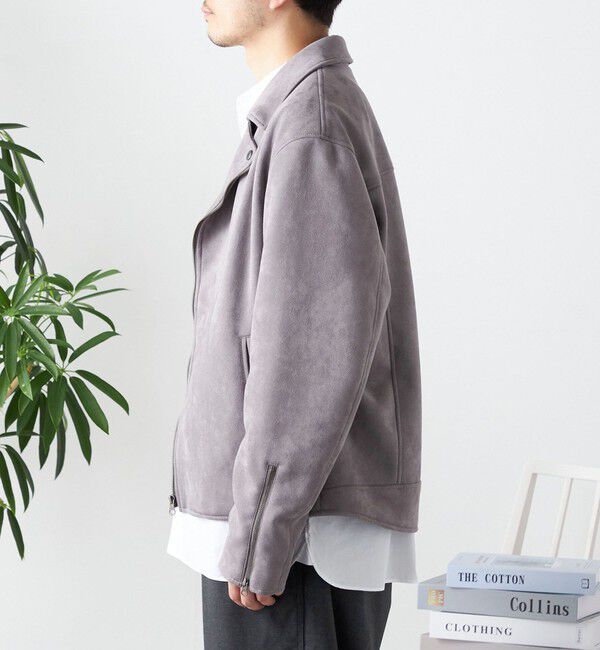 SHIPS any「SHIPS any: フェイク スエード (ポリエステル) ダブルライダース ジャケット◇」|ライダースジャケット|