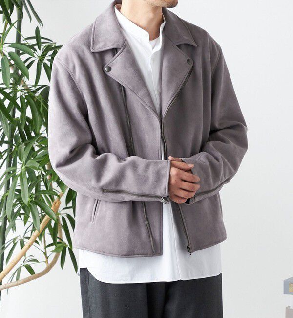 SHIPS any「SHIPS any: フェイク スエード (ポリエステル) ダブルライダース ジャケット◇」|ライダースジャケット|