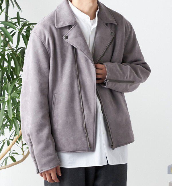 SHIPS any「SHIPS any: フェイク スエード (ポリエステル) ダブルライダース ジャケット◇」|ライダースジャケット|