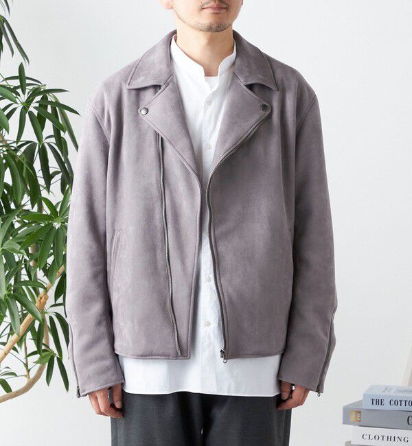 SHIPS any「SHIPS any: フェイク スエード (ポリエステル) ダブルライダース ジャケット◇」|ライダースジャケット|