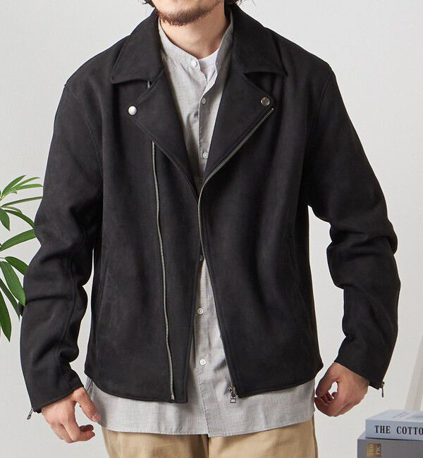 SHIPS any「SHIPS any: フェイク スエード (ポリエステル) ダブルライダース ジャケット◇」|ライダースジャケット|