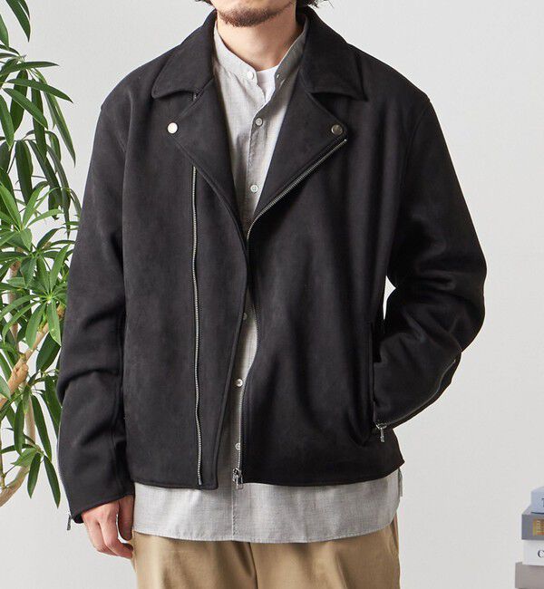 SHIPS any「SHIPS any: フェイク スエード (ポリエステル) ダブルライダース ジャケット◇」|ライダースジャケット|