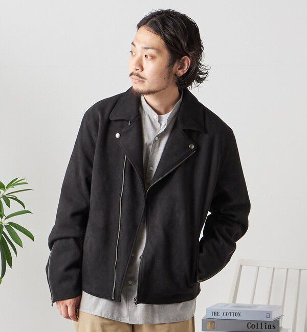 SHIPS any「SHIPS any: フェイク スエード (ポリエステル) ダブルライダース ジャケット◇」|ライダースジャケット|