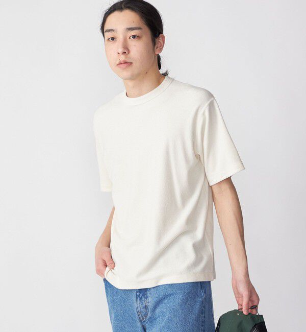 SHIPS「SHIPS:〈抗菌・防臭〉PLA ポリ乳酸 パイル クルーネック Tシャツ」|Tシャツ・カットソー|オフホワイト