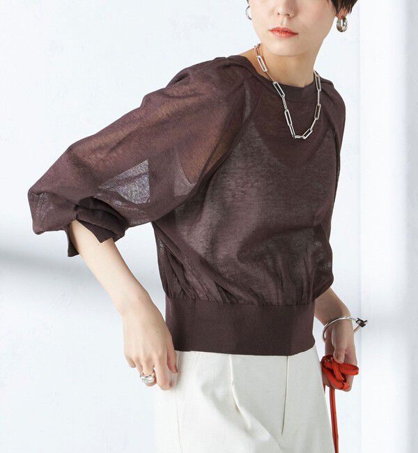 SHIPS for women「〈手洗い可能〉2WAY シアー カーディガン」|カーディガン|ブラウン