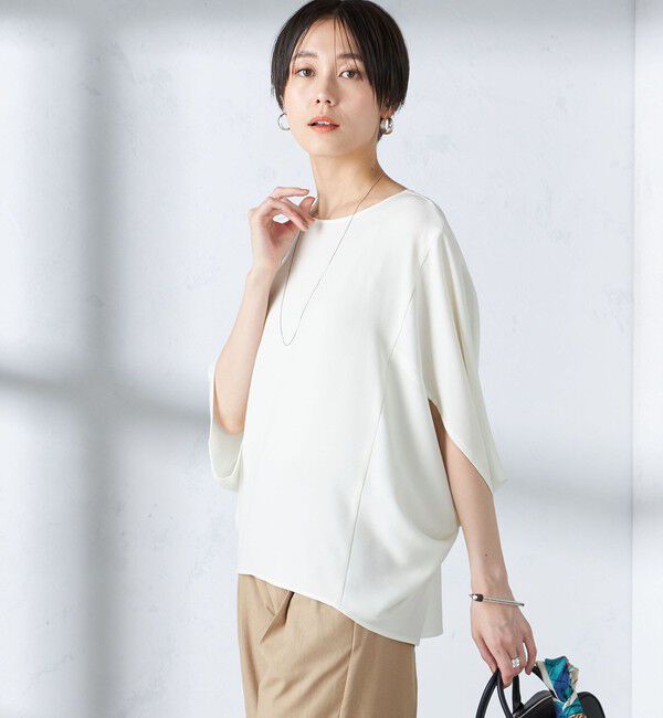 SHIPS for women「〈接触冷感 / 手洗い可能〉アセテート混 バック サテン ドルマン ブラウス」|シャツ・ブラウス|