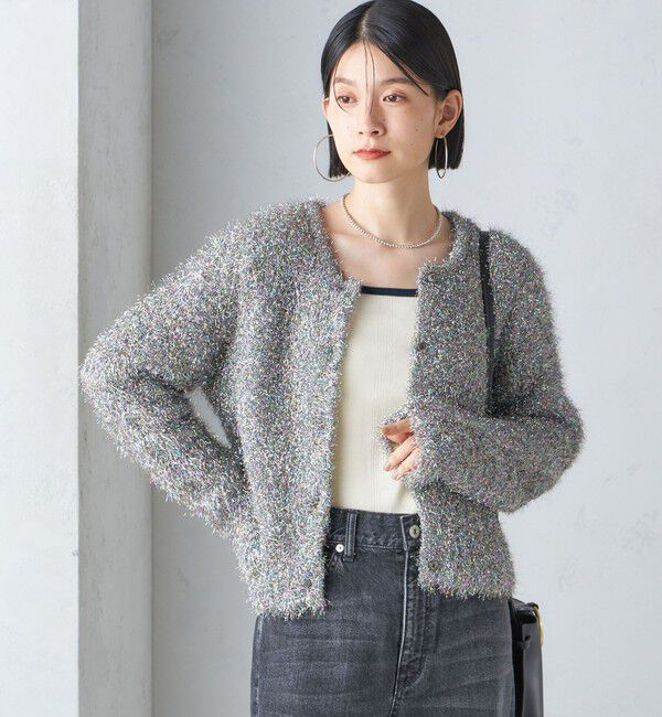 SHIPS for women「〈手洗い可能〉ラメ ニット 配色 カーディガン」|カーディガン|