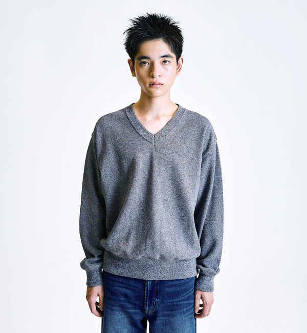 SHIPS「【City Ambient Products別注】crepuscule: LIGHT MOSS STITCH Vネックニット」|ニット・セーター|