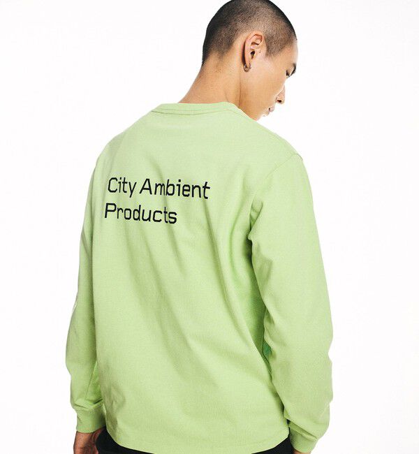 SHIPS「City Ambient Products: スタンダード ロゴ プリント ロングスリーブ Tシャツ」|Tシャツ・カットソー|ライム